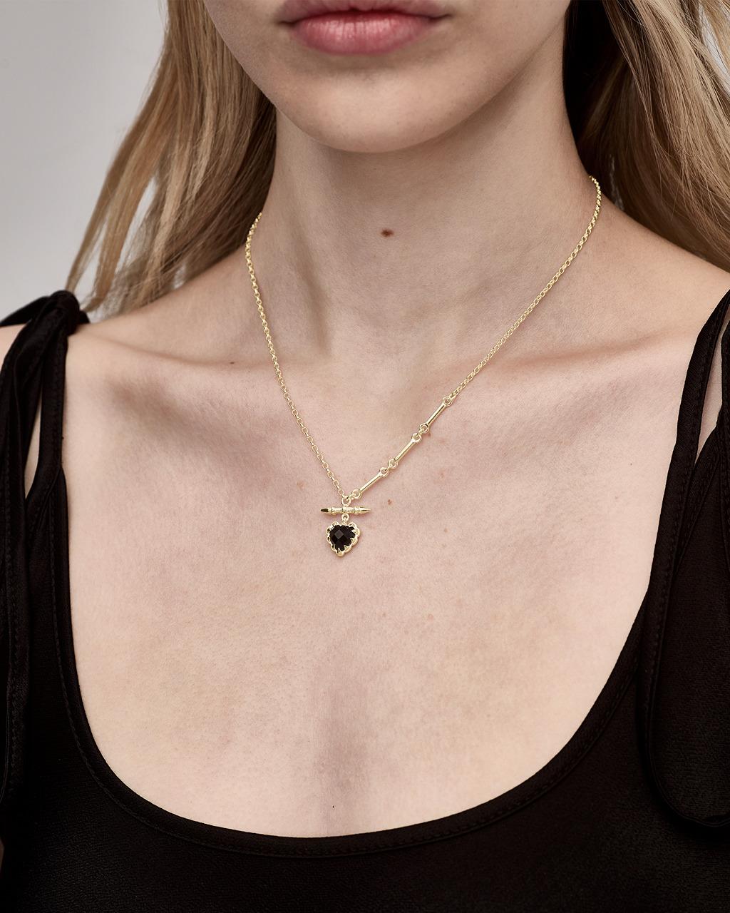 Stolen Girlfriends Club 18ct Yellow Gold Plated Love Claw Fob Onyx Necklace