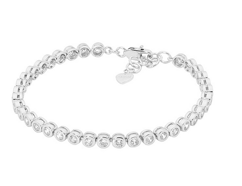 Ellani Silver CZ 3mm bezel set Tennis bracelet