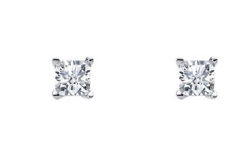 Ellani Silver 5mm CZ princess cut studs