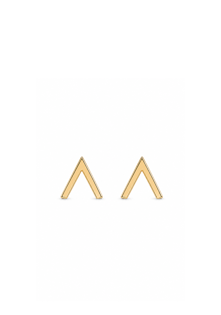 14ct Yellow Gold Geometric Shape Stud Earrings