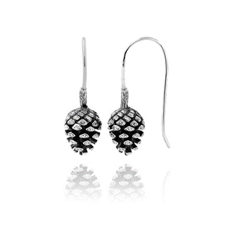 Evolve Sterling Silver Pinecone (Independence & Intuition) Hook Drop Earrings