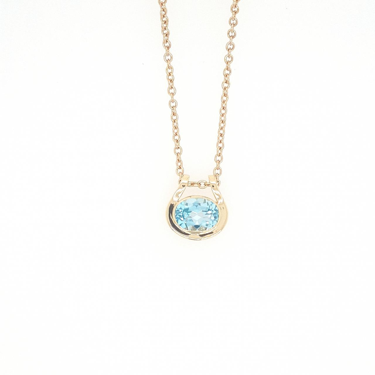 9ct Yellow Gold 2.18ct Round Blue Topaz Bezel Set Pendant ONLY