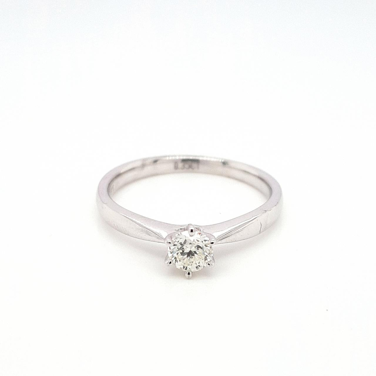 9ct White Gold 0.34ct Round Brilliant Diamond Solitaire Ring