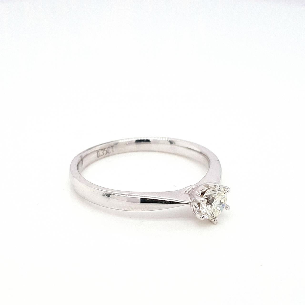 9ct White Gold 0.34ct Round Brilliant Diamond Solitaire Ring