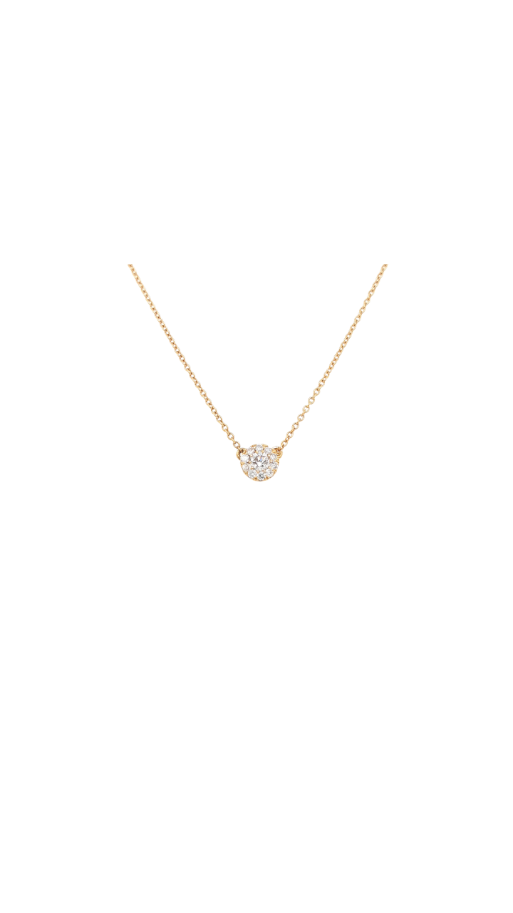 Diamond Cluster Pendant on a 18ct Yellow Gold Chain