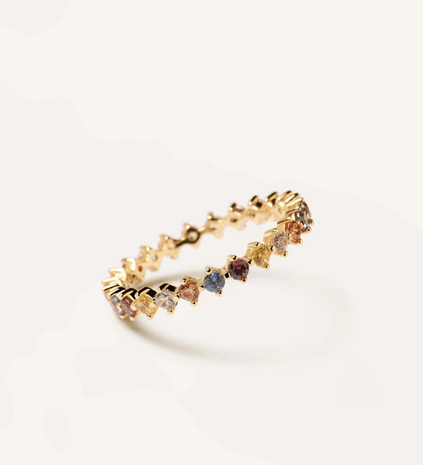 PD Paola 18ct Gold Plated Five Sage Ring Size 12/L-M