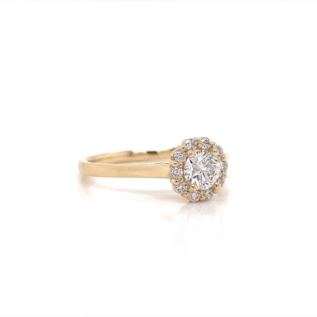 9ct Yellow Gold Diamond 0.40ct Halo Ring
