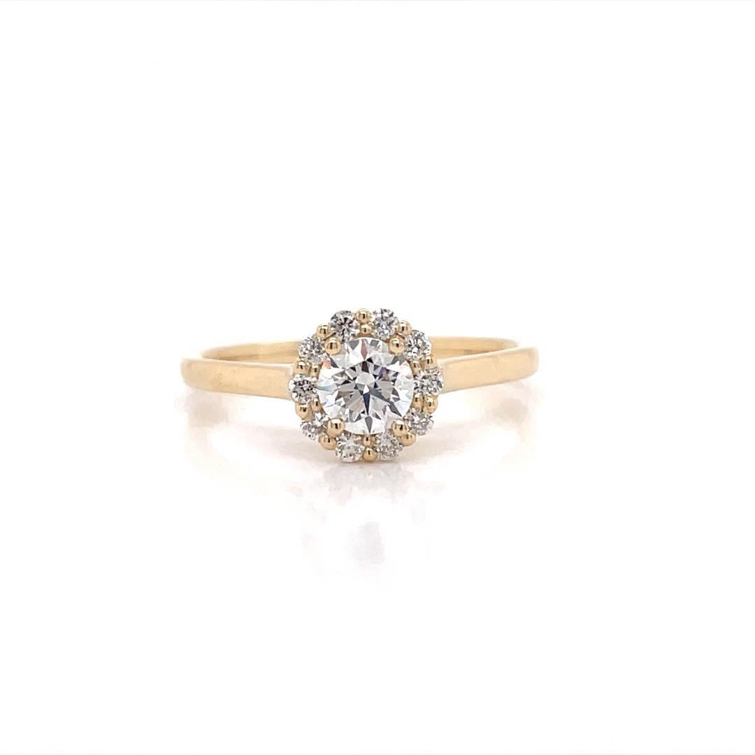 9ct Yellow Gold Diamond 0.40ct Halo Ring
