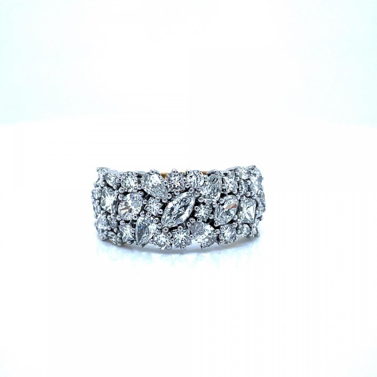 Blake Setting - 18ct Yellow & White Gold 2.28ct Assorted Shape Claw Set Diamond Wide Band Ring
