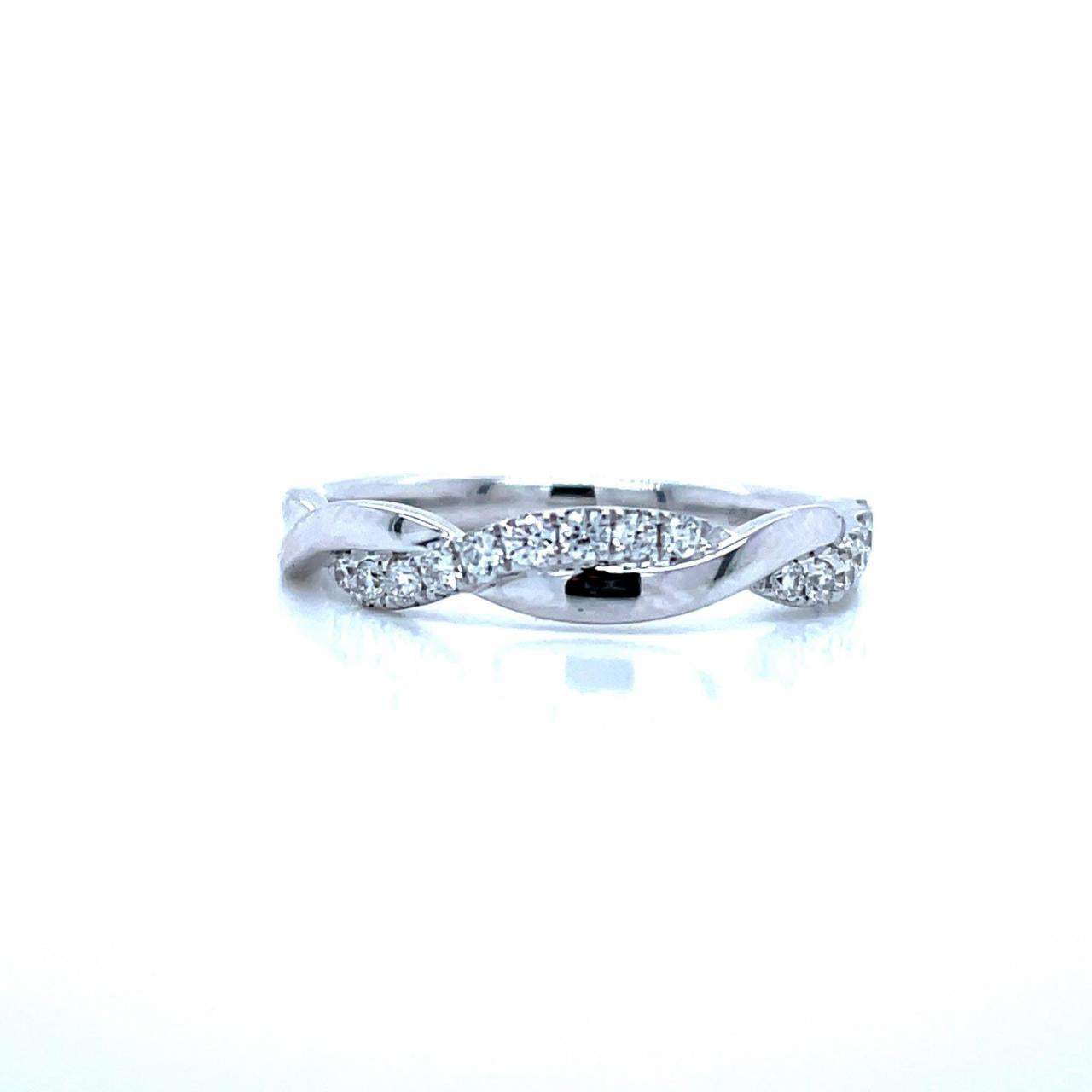 18ct White Gold Diamond Twisted Band