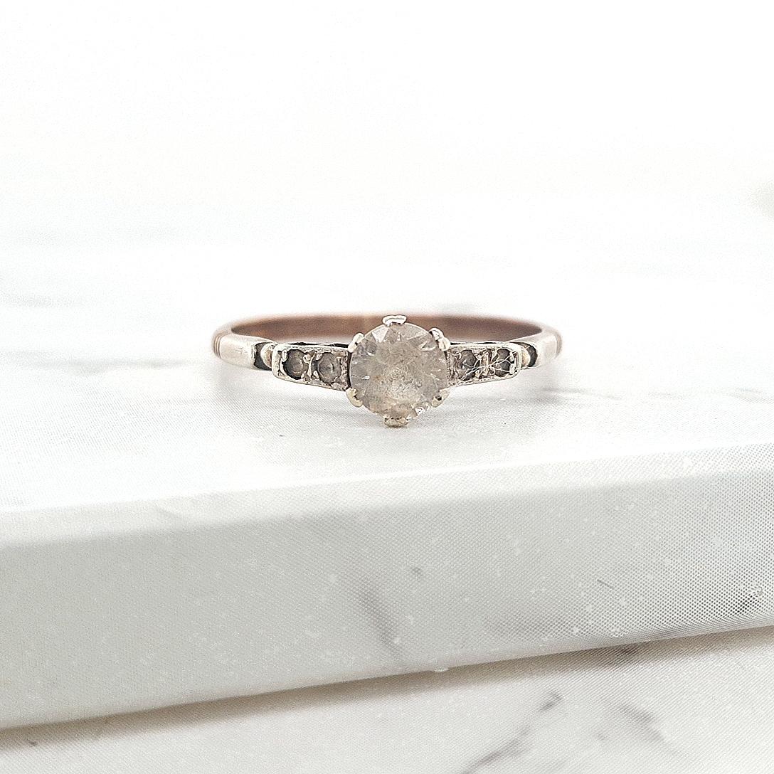 Estate 9ct Yellow Gold Synthetic White Spinel Ring