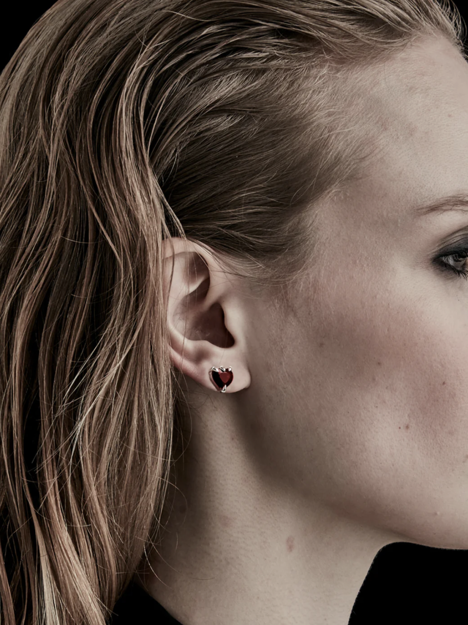 Stolen Girlfriends Club Sterling Silver Talon Studs with Garnet