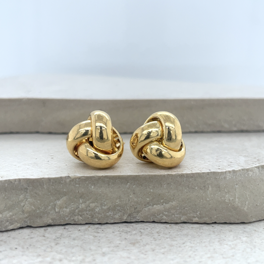 9ct Yellow Gold 11.5mm Plain Knot Stud Earrings