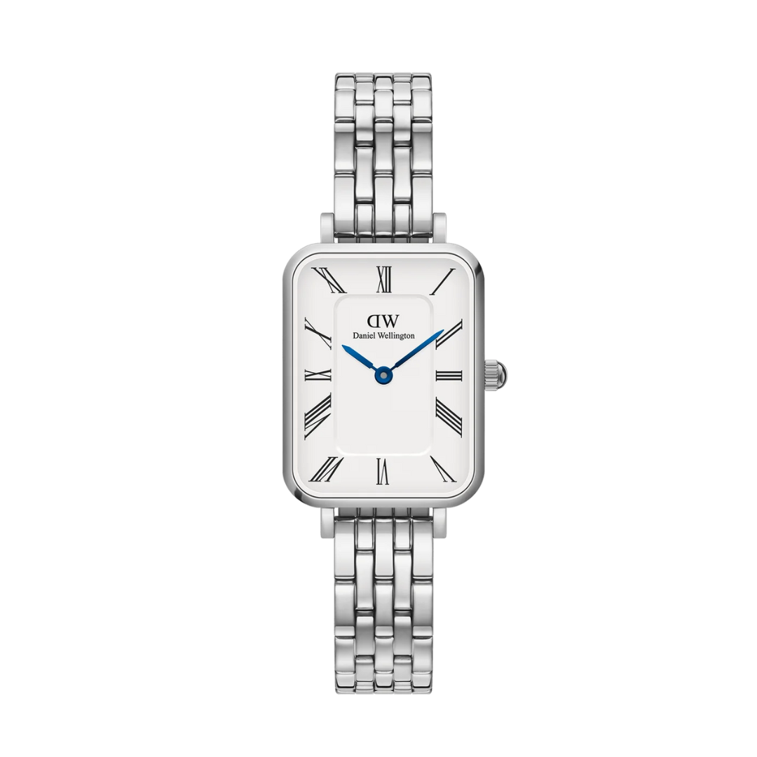 Daniel Wellington 20x26 Quadro Roman Numerals 5-Link Silver Watch