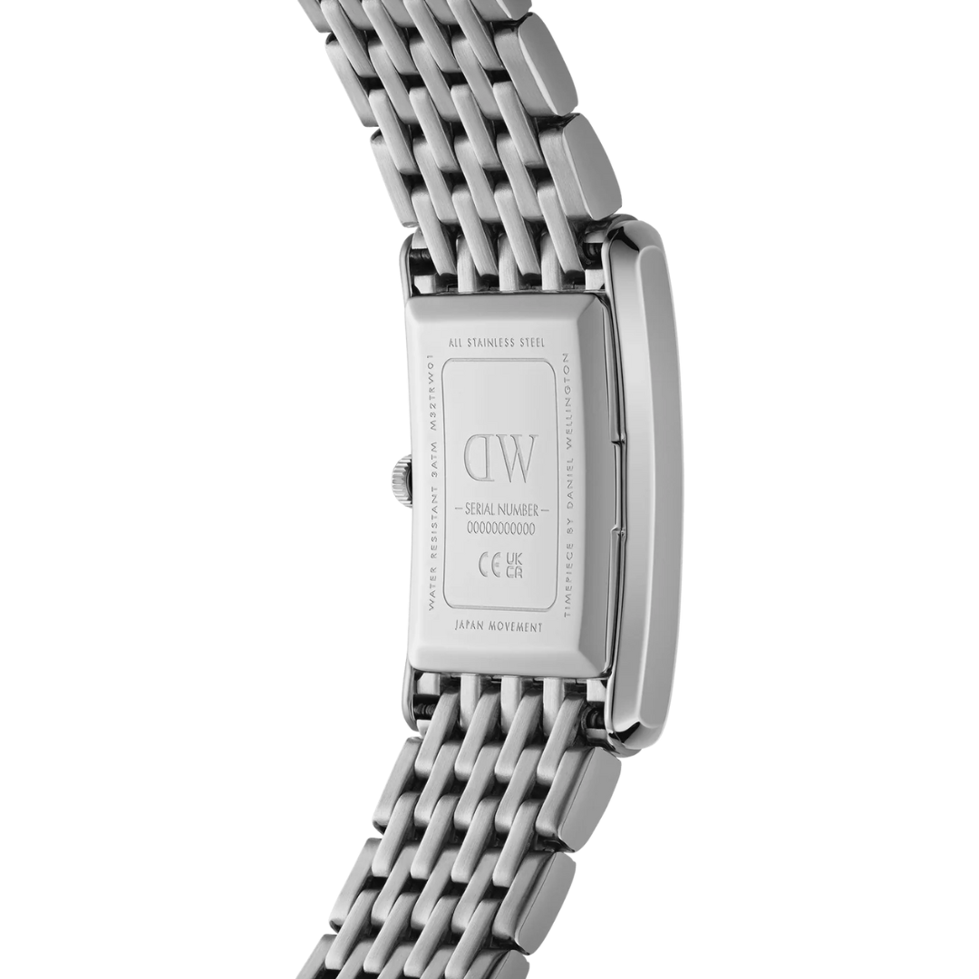 Daniel Wellington 20x26 Quadro Roman Numerals 5-Link Silver Watch