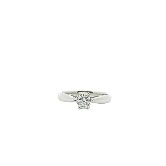 18ct White Gold Round Brilliant Cut Diamond Six Claw Solitaire Ring