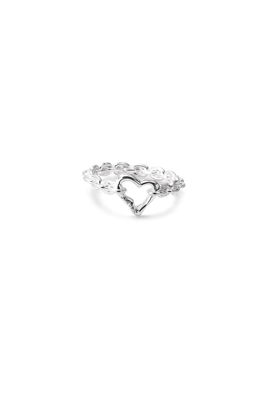 Stolen Girlfriends Club Sterling Silver Melted Heart Chain Ring - Size Q