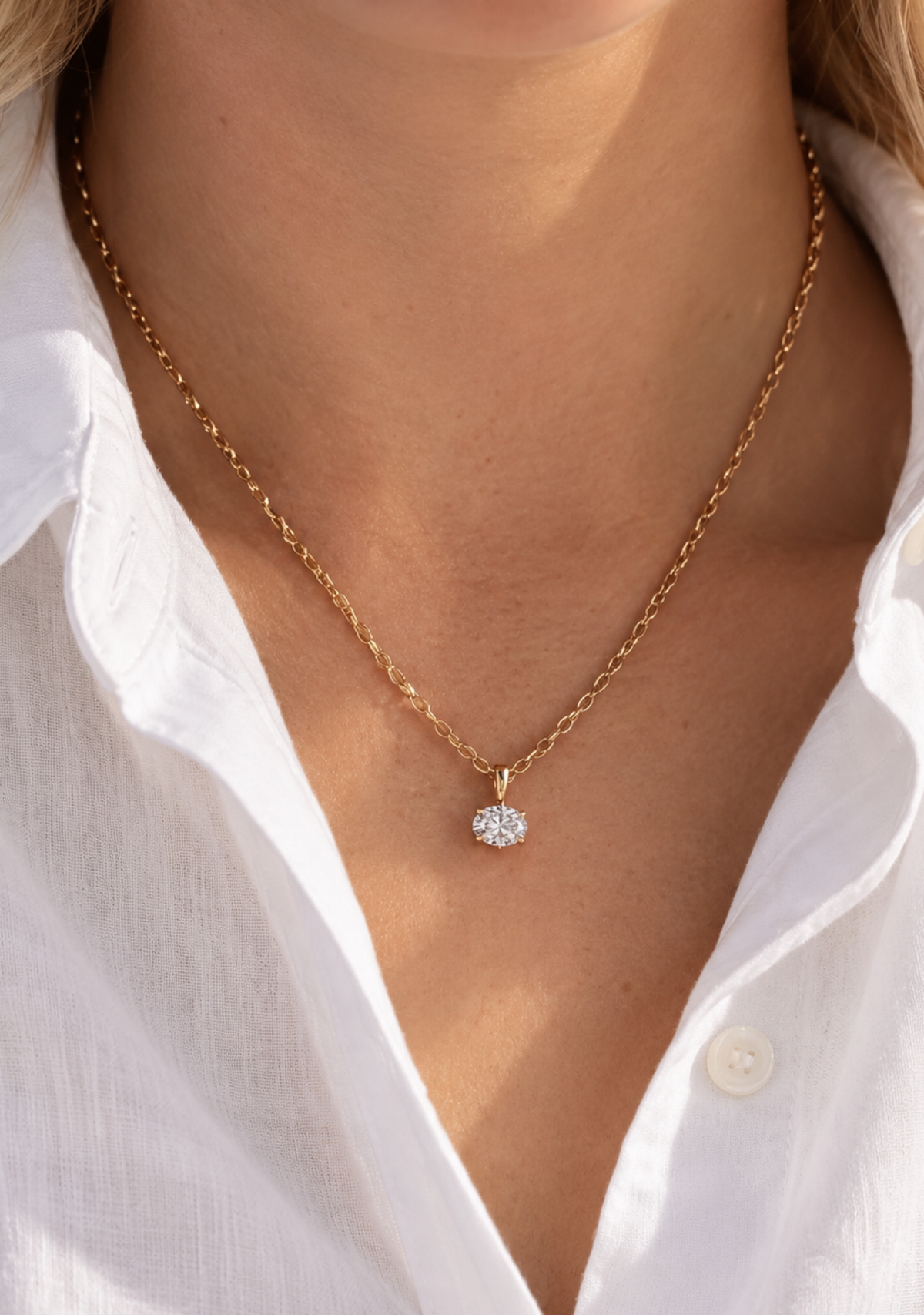 9ct Yellow Gold East West 1.02ct Oval Laboratory Grown Diamond Pendant