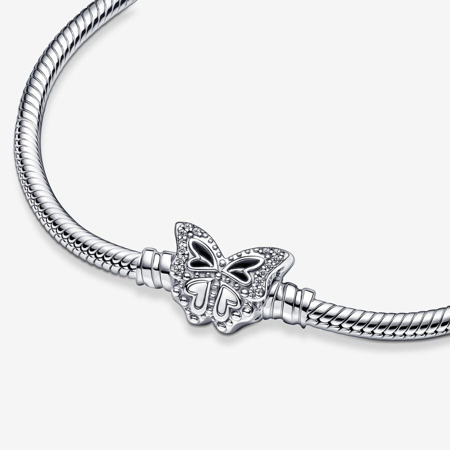 Pandora Moments Sterling Silver Butterfly Clasp Snake Chain Bracelet