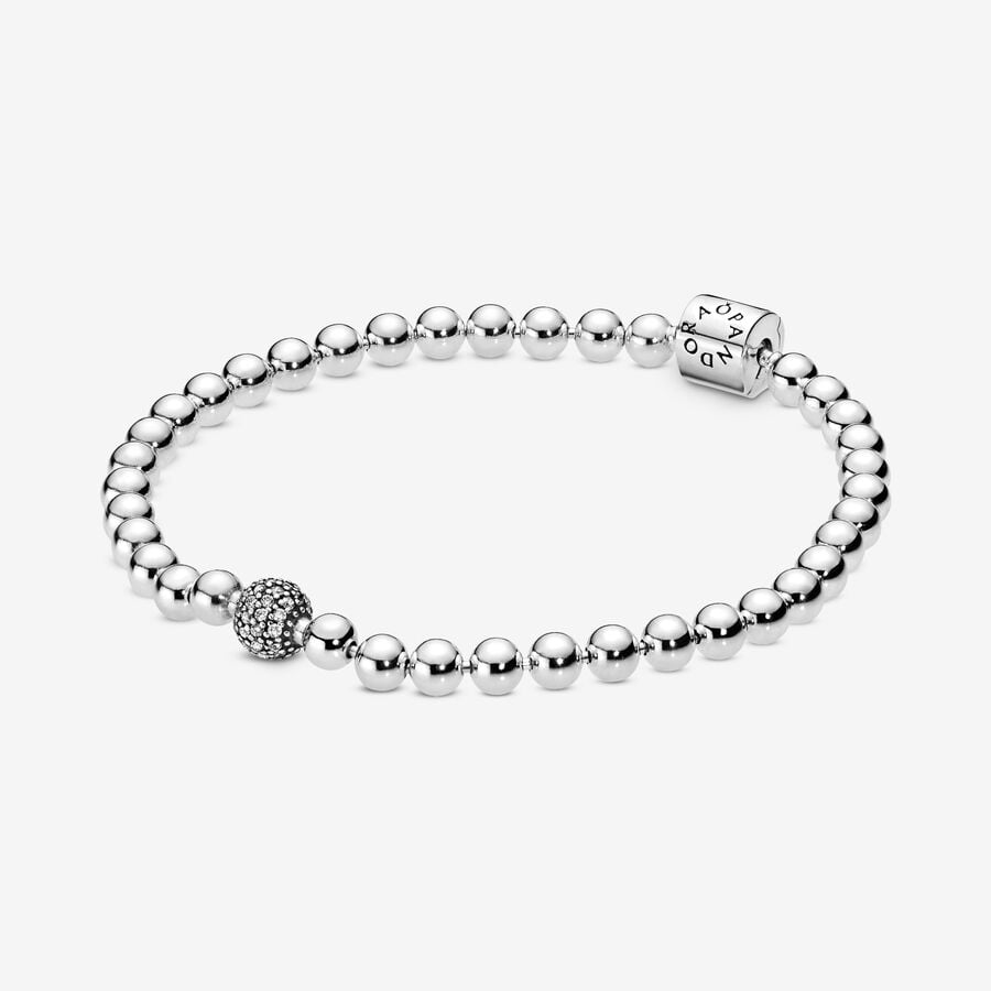 Pandora Stg Silver CZ Beads and Pave Bracelet 598342cz