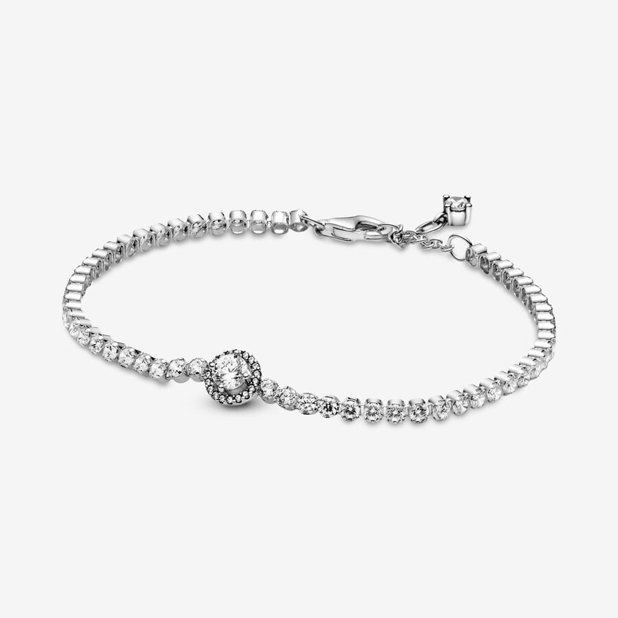 Pandora Sterling Silver Sparkling Halo Tennis Bracelet 599416c01