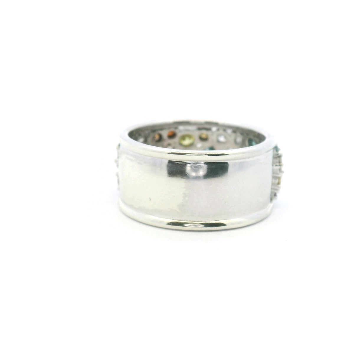 Diamond Multi Coloured 9ct White Gold Wide Set Ring