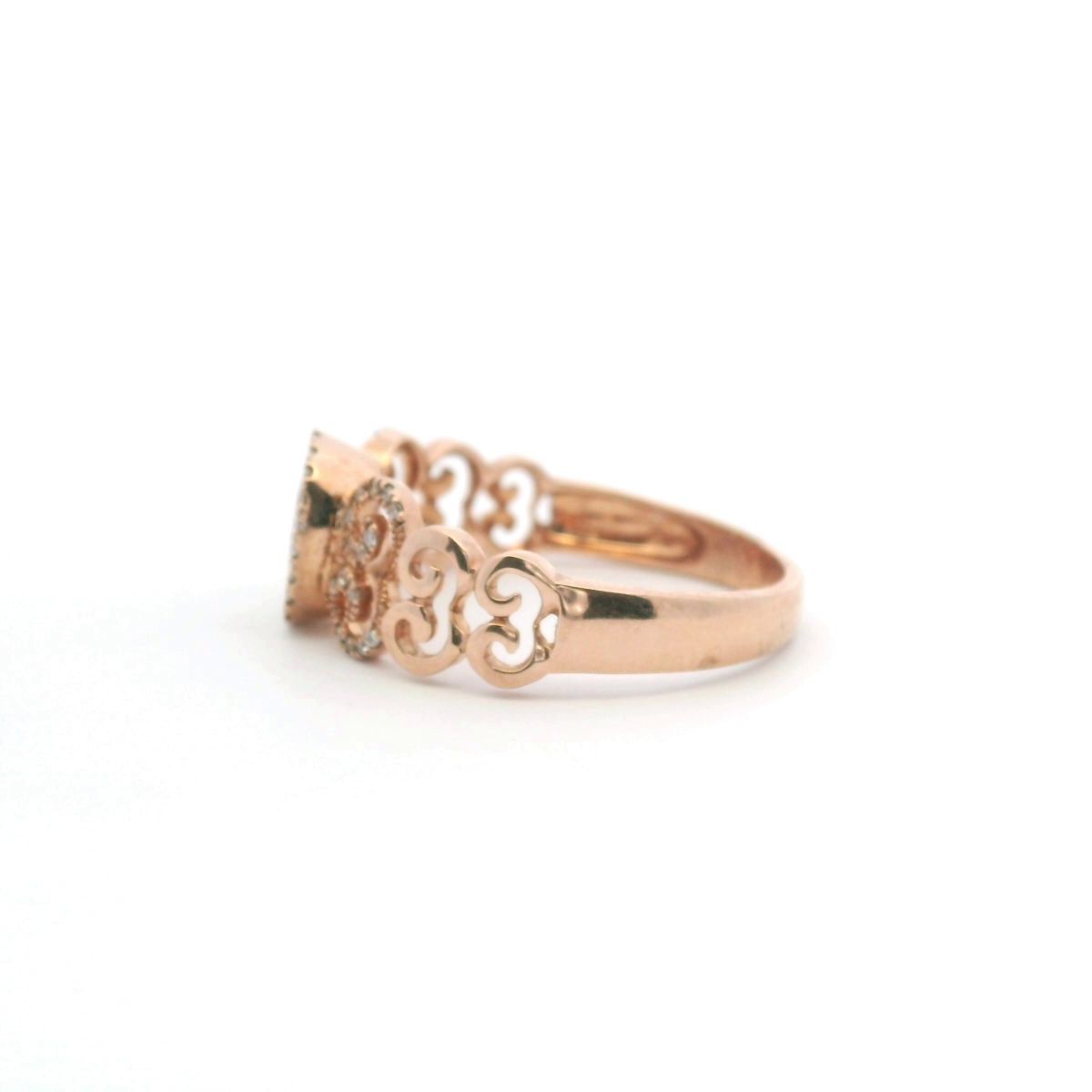 Pink Tourmaline & Diamond 9ct Rose Gold Swirl Ring