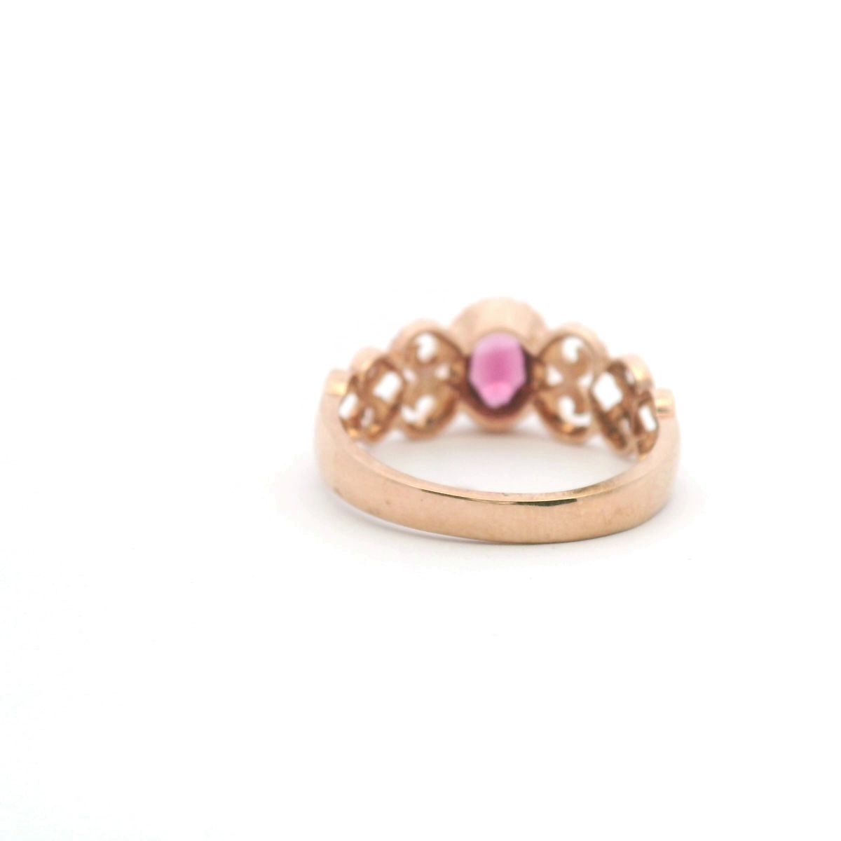 Pink Tourmaline & Diamond 9ct Rose Gold Swirl Ring