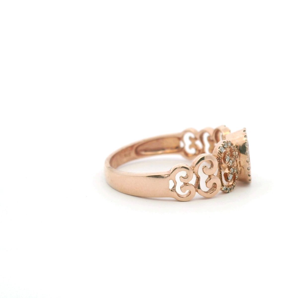 Pink Tourmaline & Diamond 9ct Rose Gold Swirl Ring