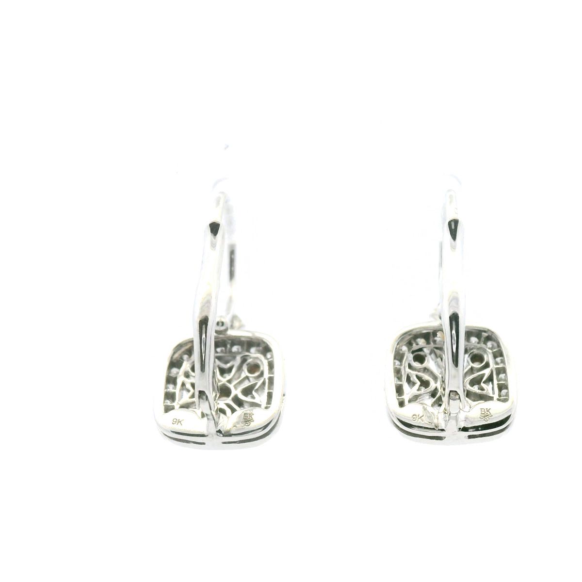 9ct Rose & White Gold Diamond Filigree Lever Back Earrings