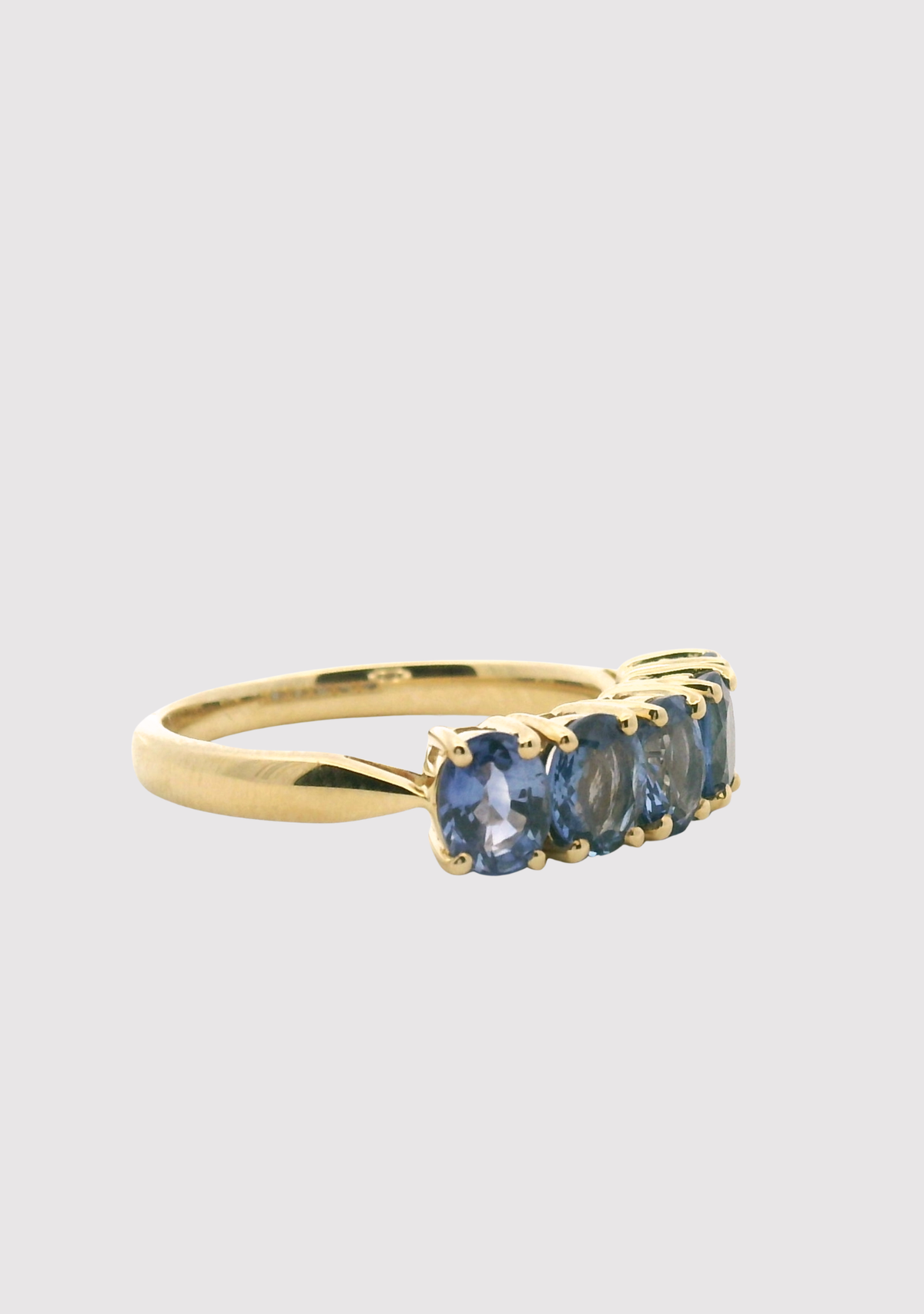 9ct Yellow Gold Oval Ceylonese Sapphire Five Stone Ring