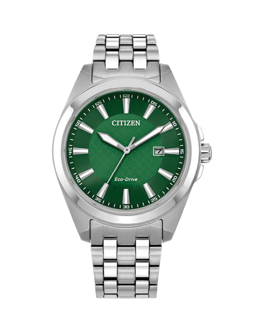 Citizen Gents Eco-Drive Green Face Watch 100m Water Resistant BM7530-50X
