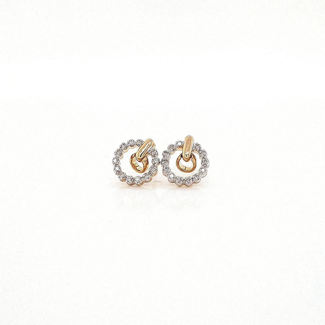 Diamond 9ct Yellow Gold Circle Stud Earrings