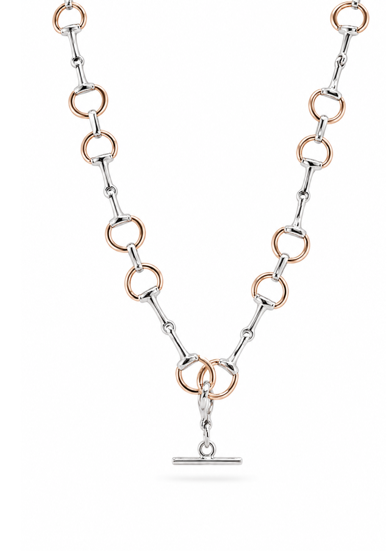 Sterling Silver & Rose Gold Plated Equestrian Horse Buckle Necklace