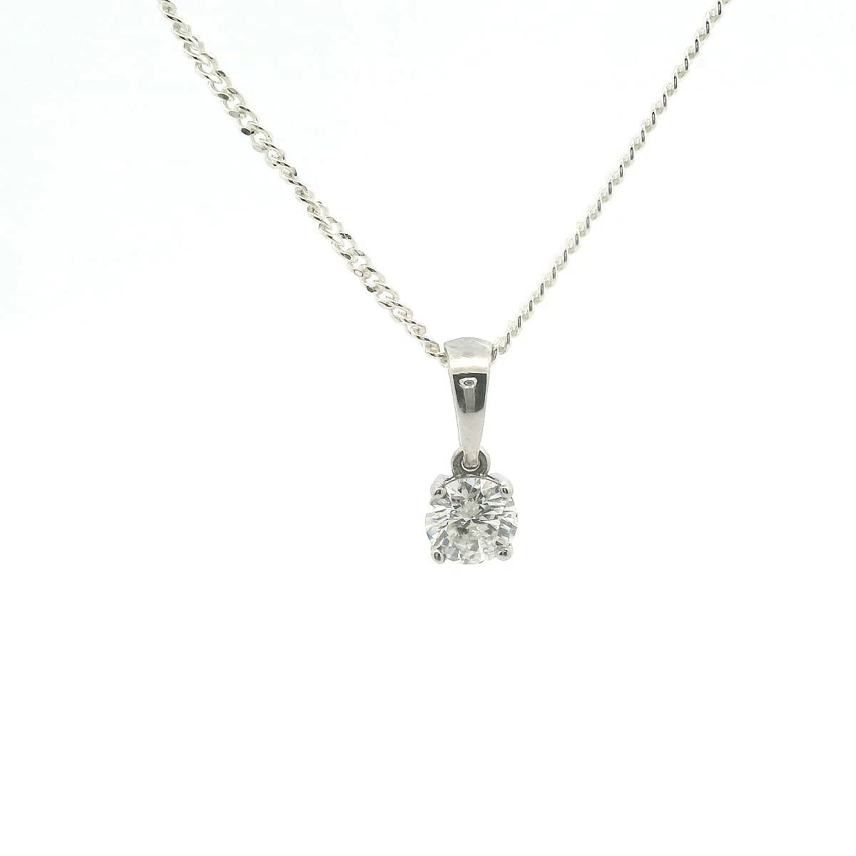 Diamond 9ct White Gold Solitaire Pendant