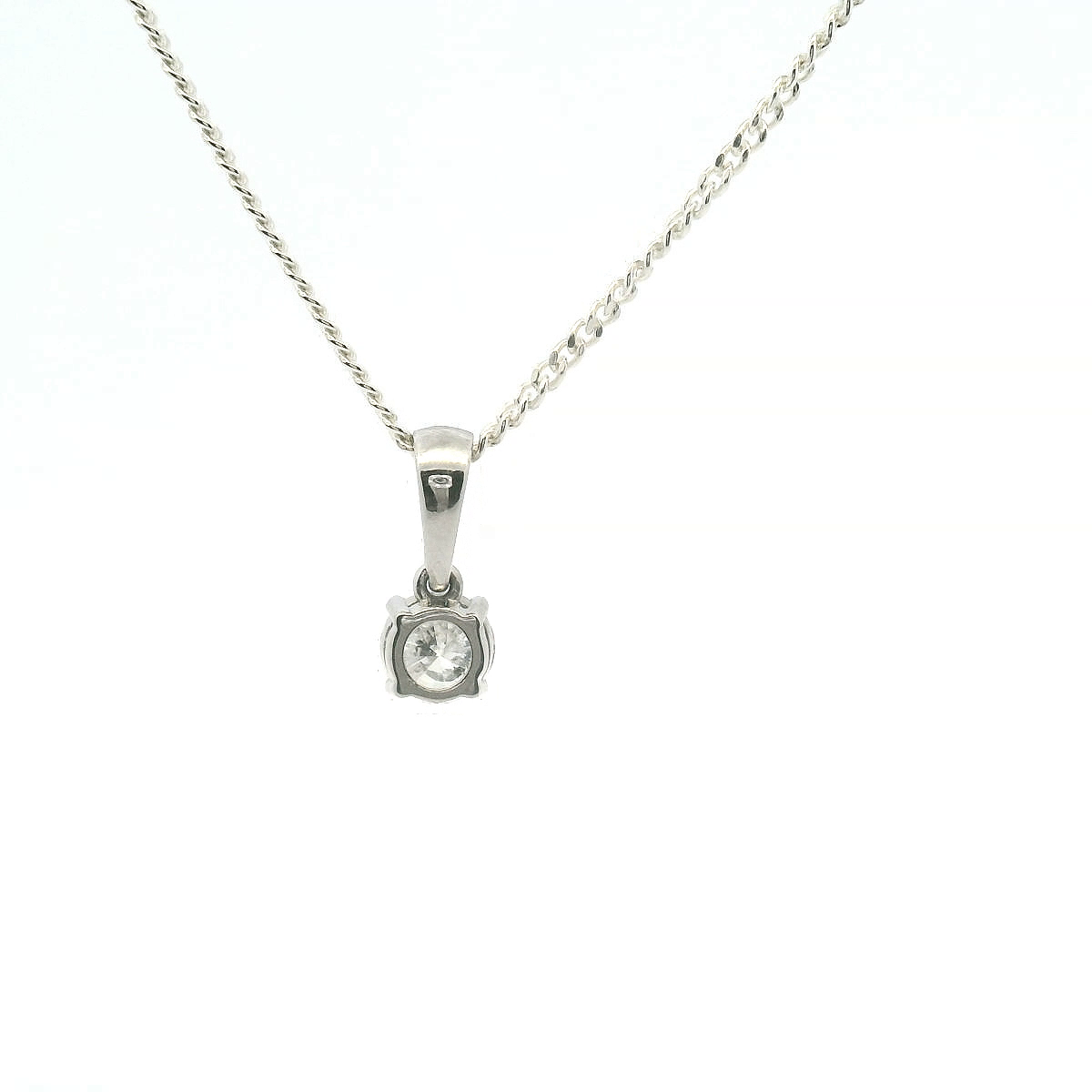 Diamond 9ct White Gold Solitaire Pendant