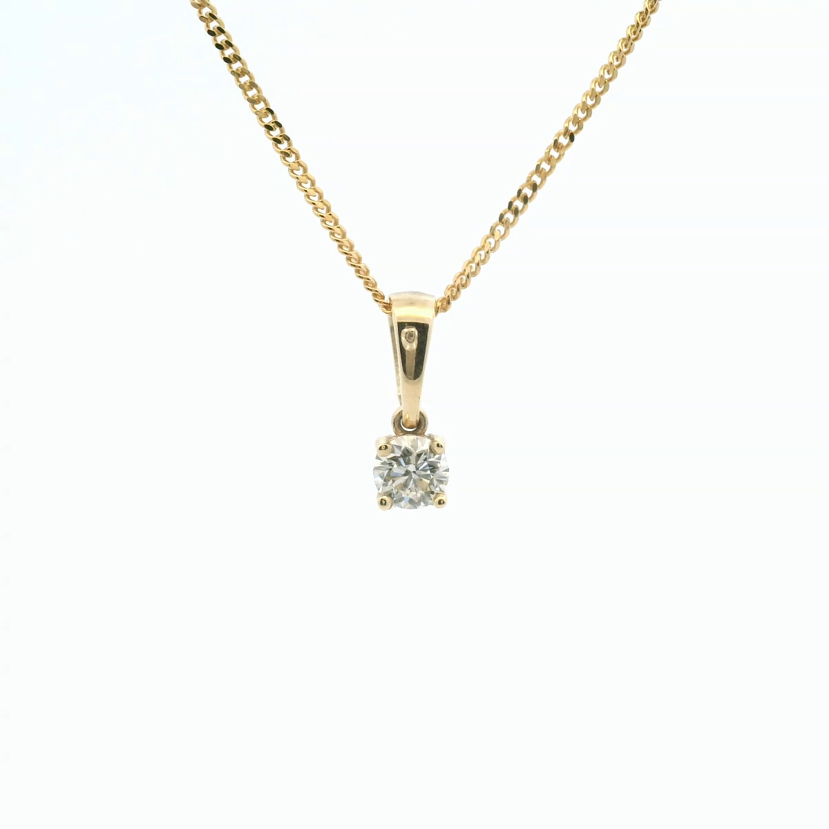 Diamond 9ct Yellow Gold Solitaire Pendant