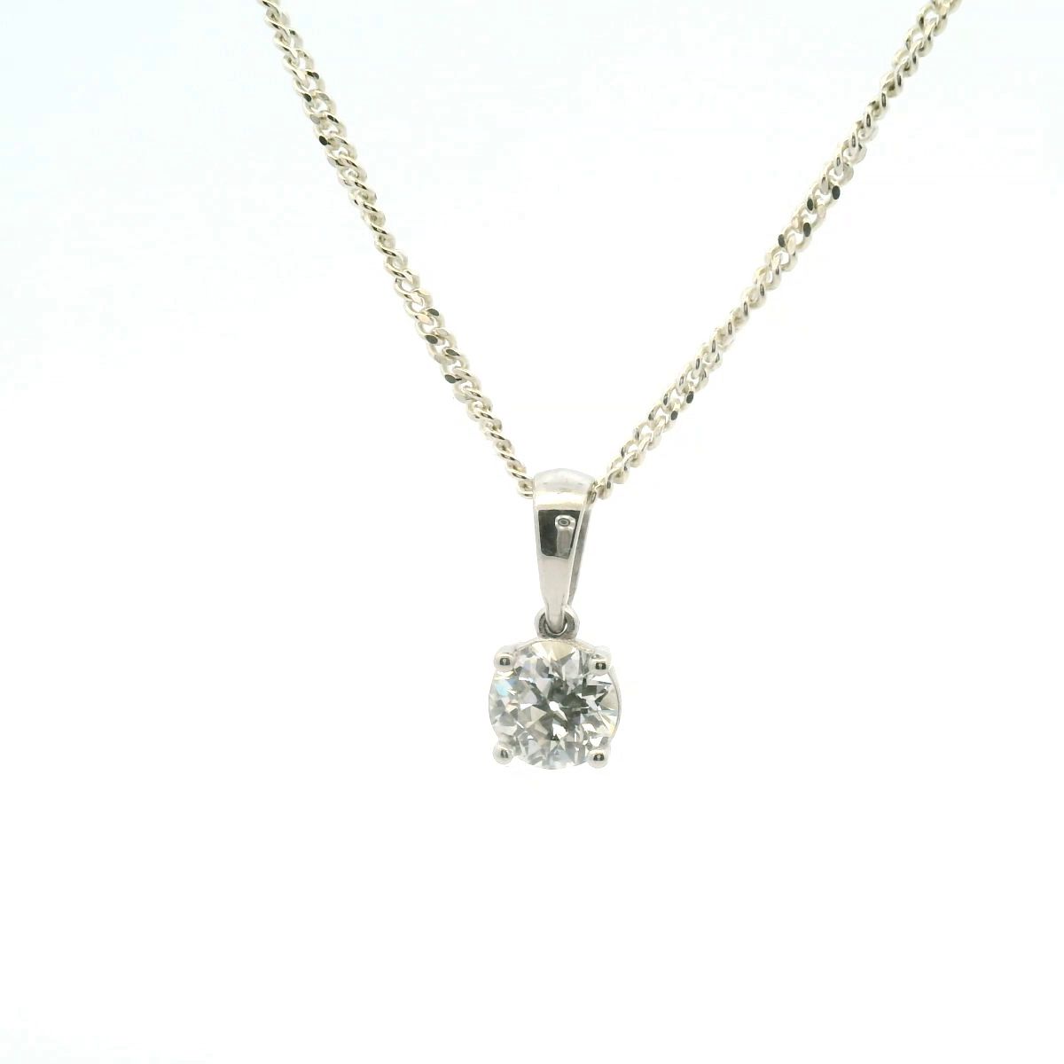 9ct White Gold 0.72ct Round Brilliant Cut Diamond Pendant