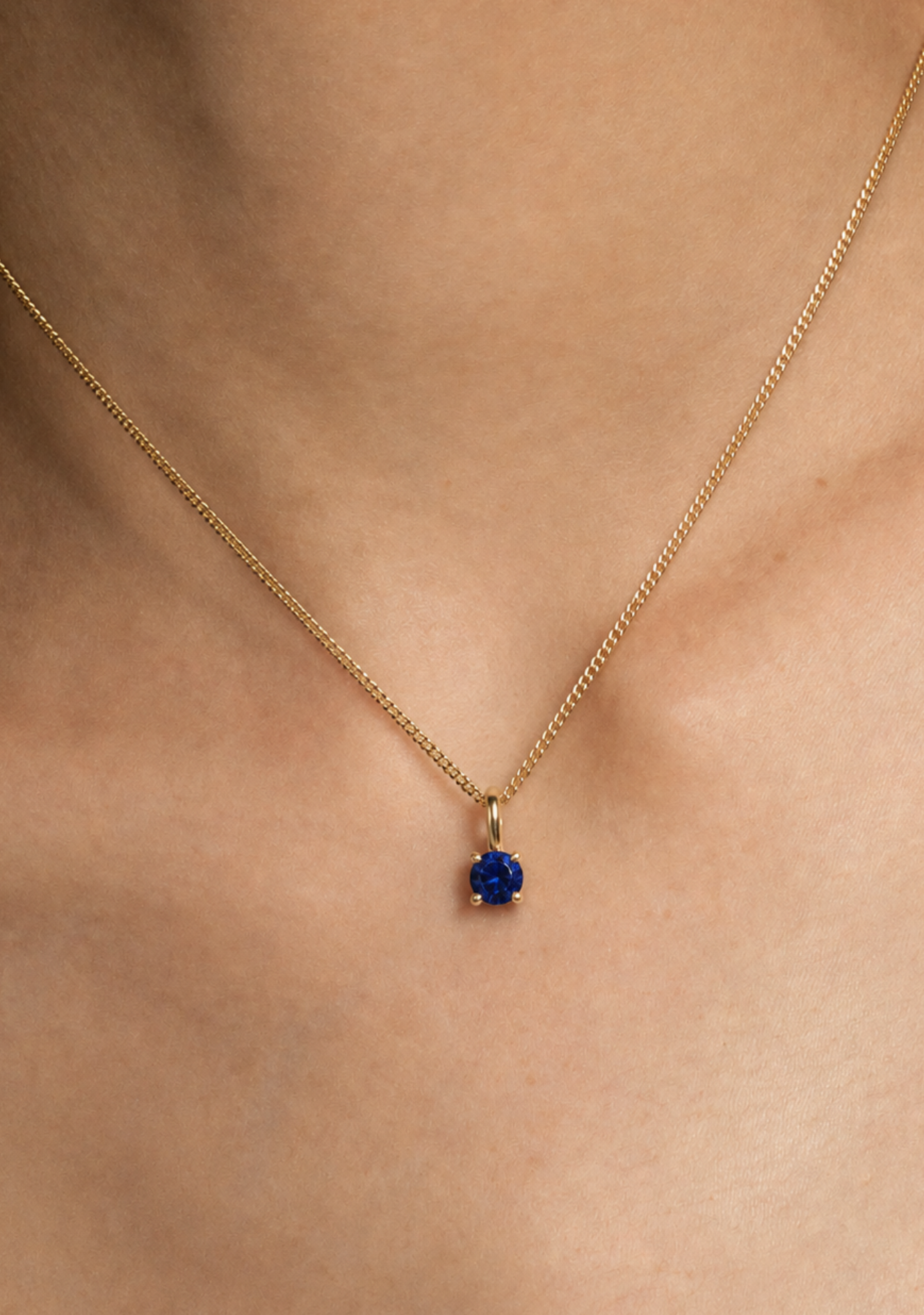 9ct Yellow Gold Synthetic Sapphire Birthstone Pendant