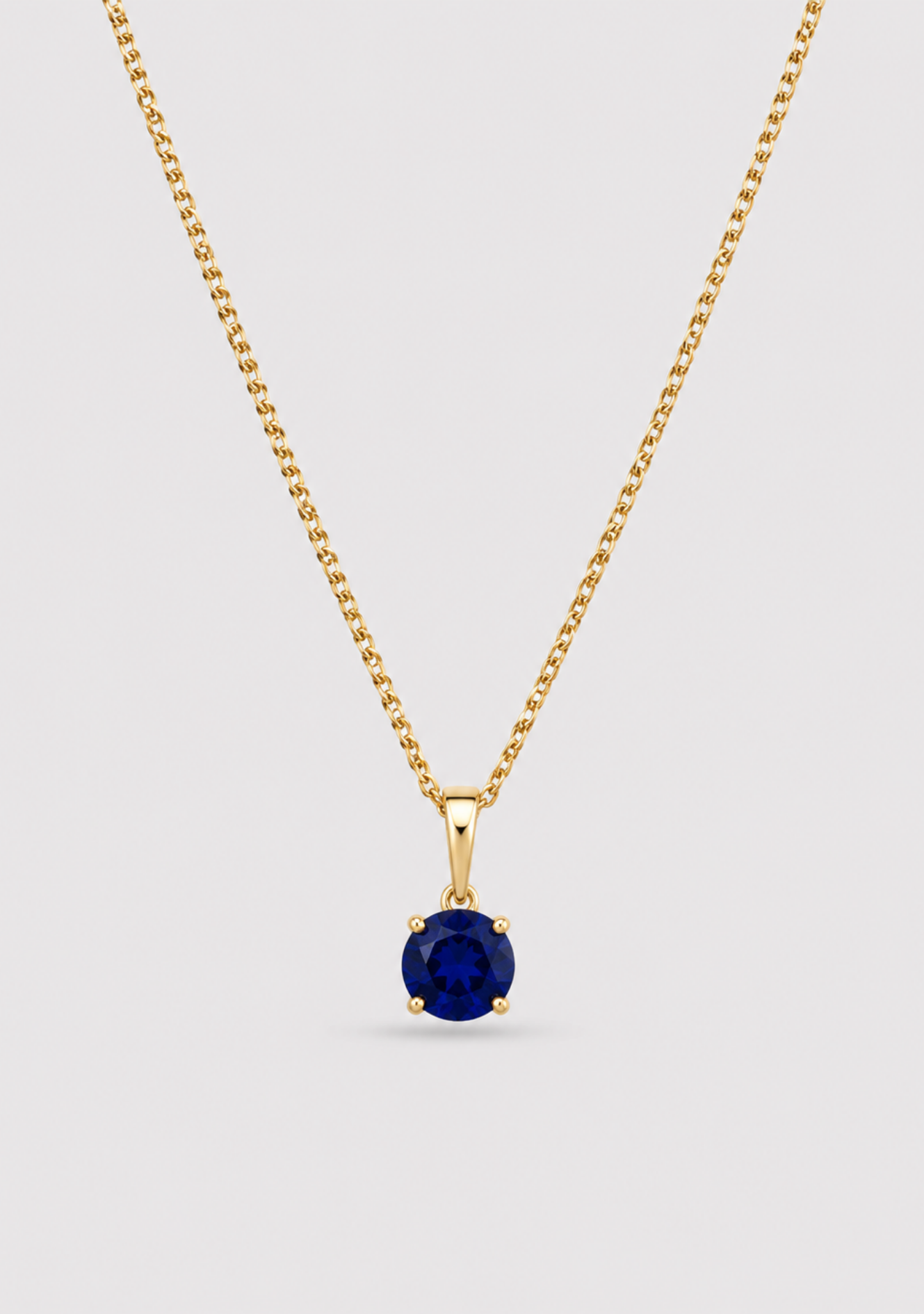 9ct Yellow Gold Synthetic Sapphire Birthstone Pendant
