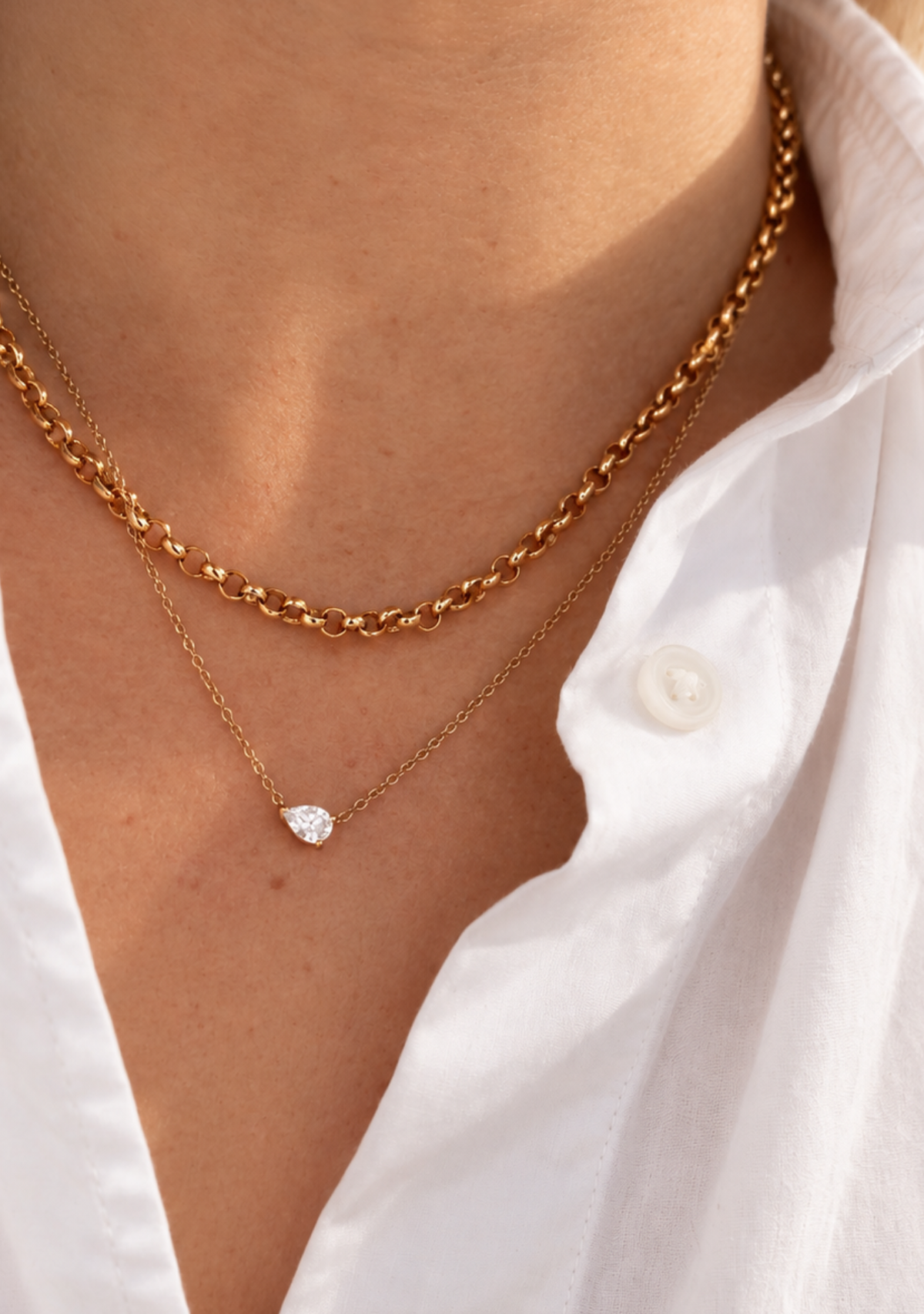 9ct Yellow Gold Lab Grown Diamond Pear Cut Necklace