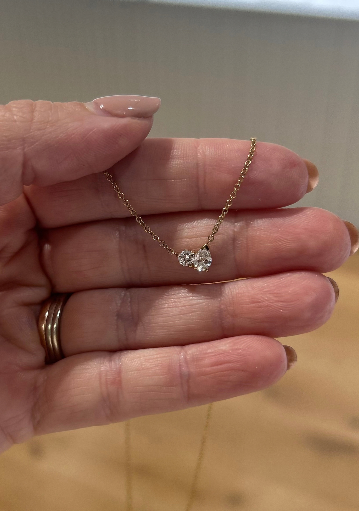 9ct Yellow Gold Lab Grown Diamond Toi et Moi Pendant