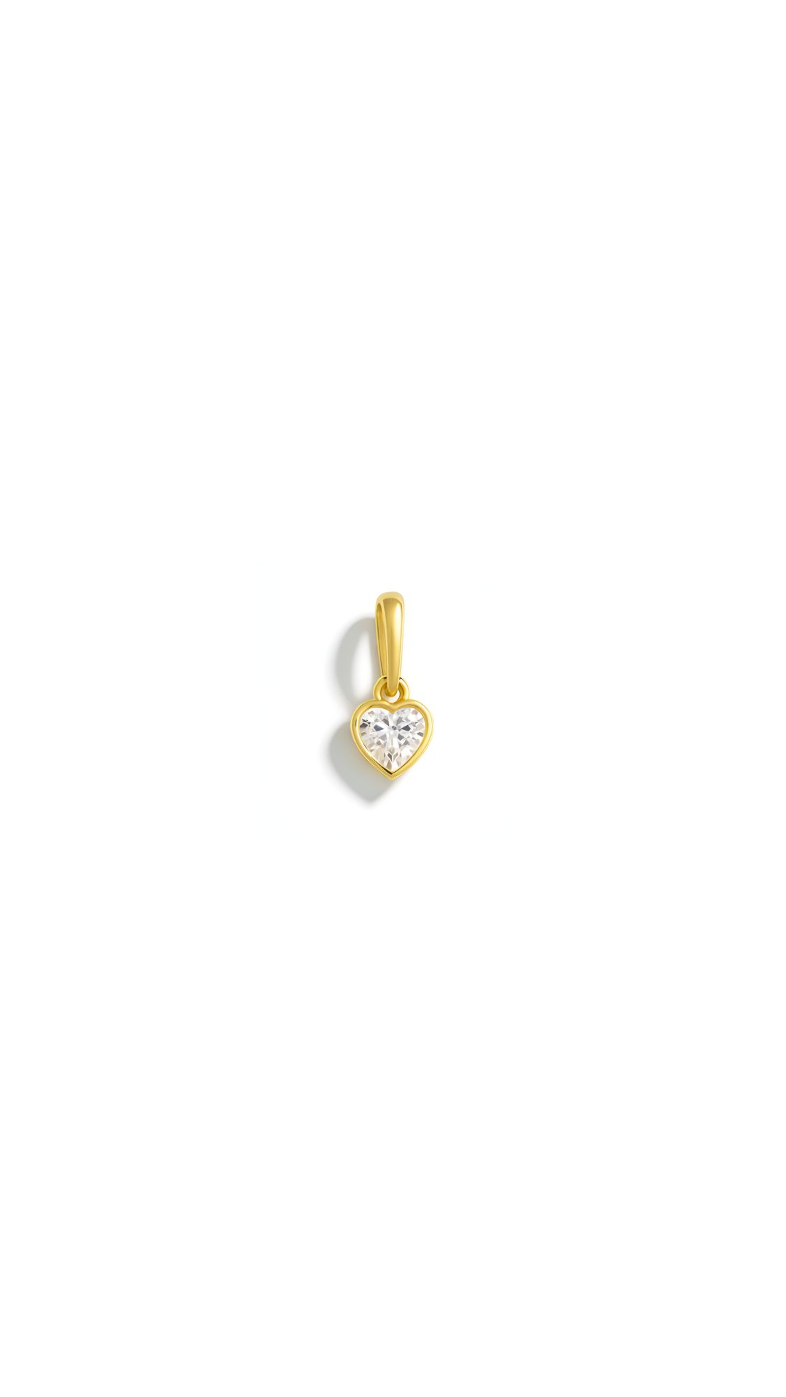 9ct Yellow Gold Fine Bezel Set CZ Heart Pendant