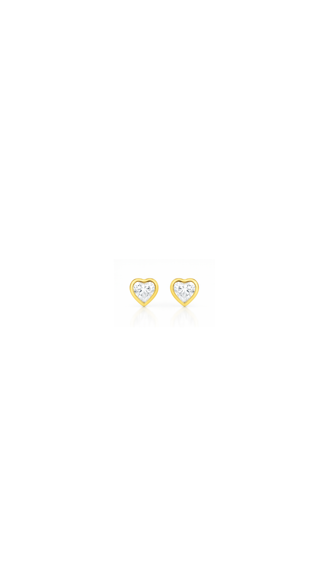 9ct Yellow Gold Bezel Set CZ Heart Stud Earrings