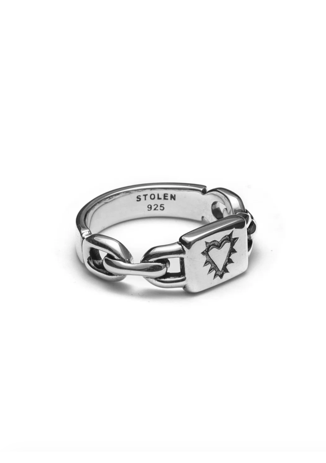 Stolen Girlfriends Club Sterling Silver Locked Heart Ring - Size Q
