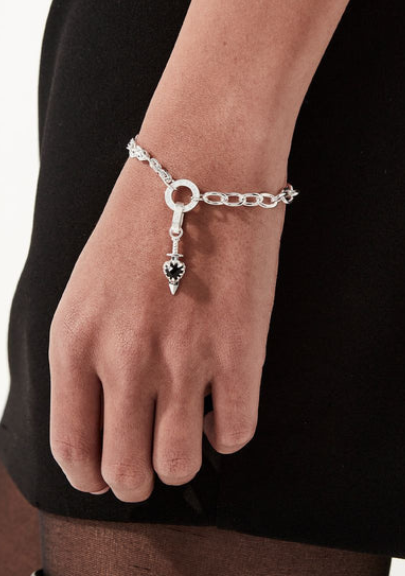 Stolen Girlfriends Club Sterling Silver Love Claw Dagger Charm with Onyx