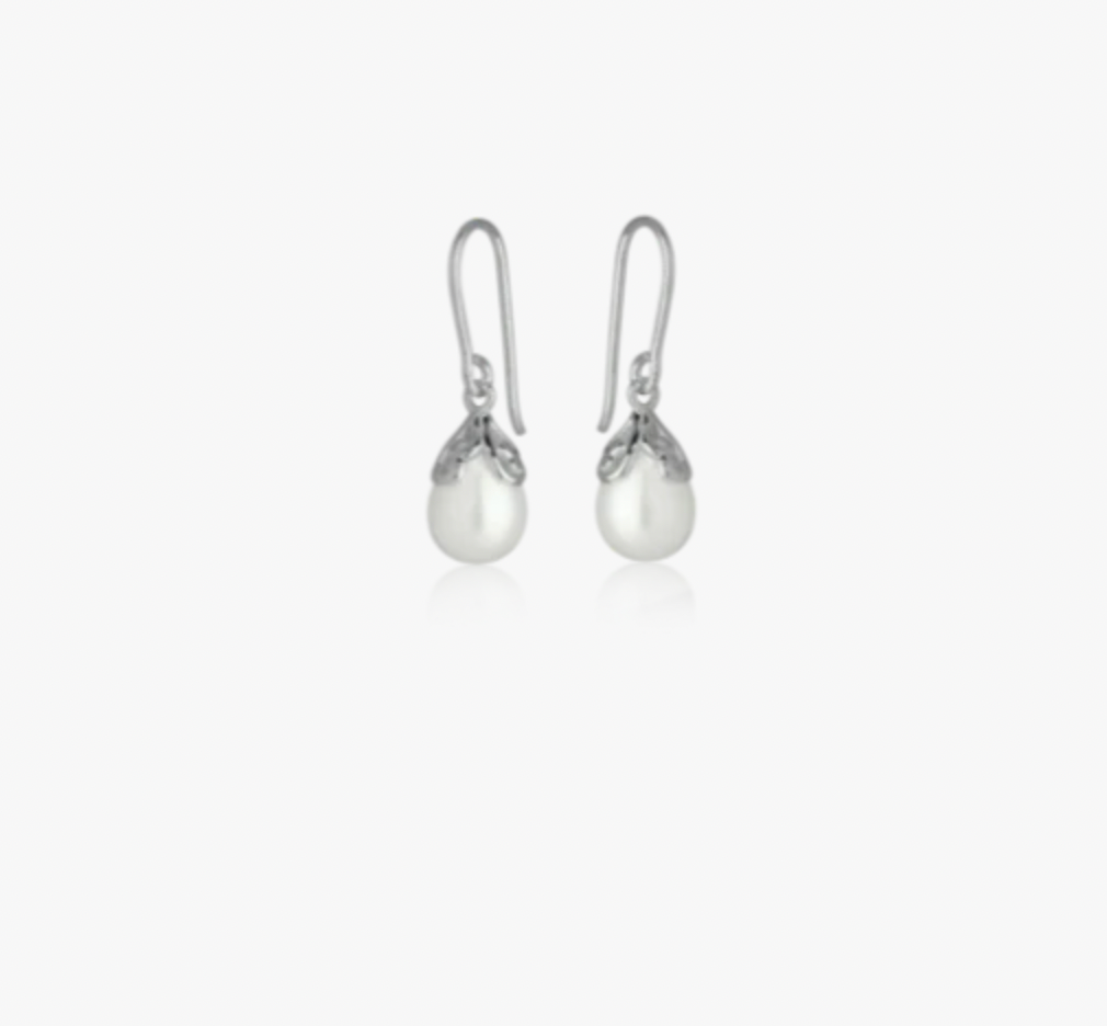 Evolve Silver Pearl Devotion Drop Earrings