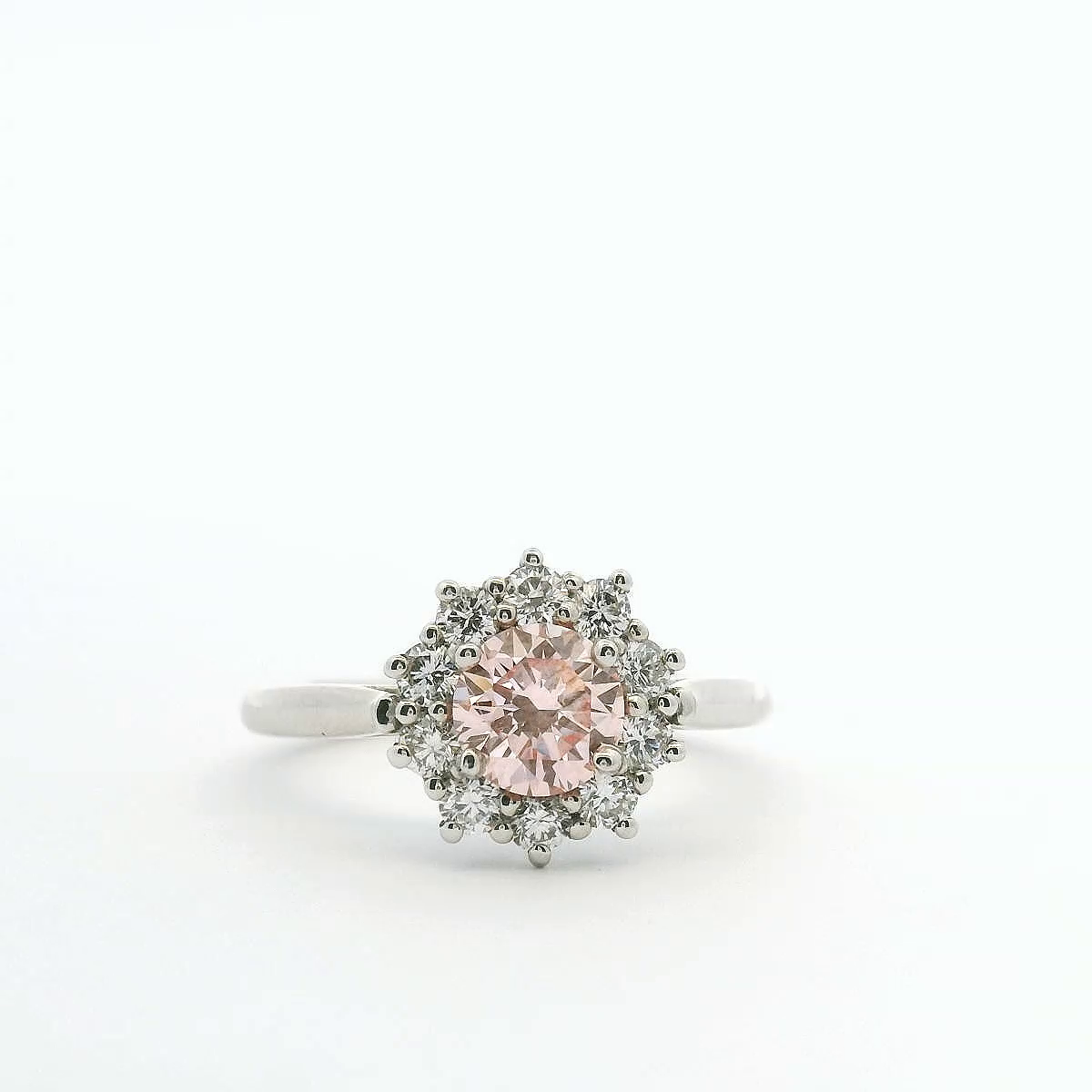 Lab Grown Diamond 18ct White Gold Pink Flower Cluster Ring