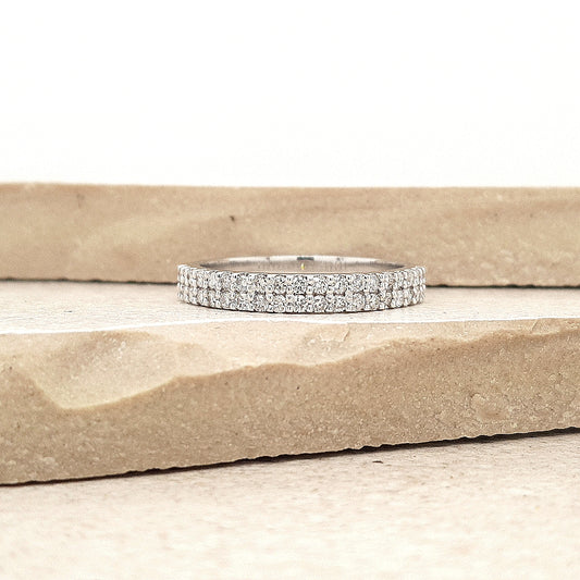 The Quinn Setting 18ct White Gold Diamond Double Row Claw Set Band