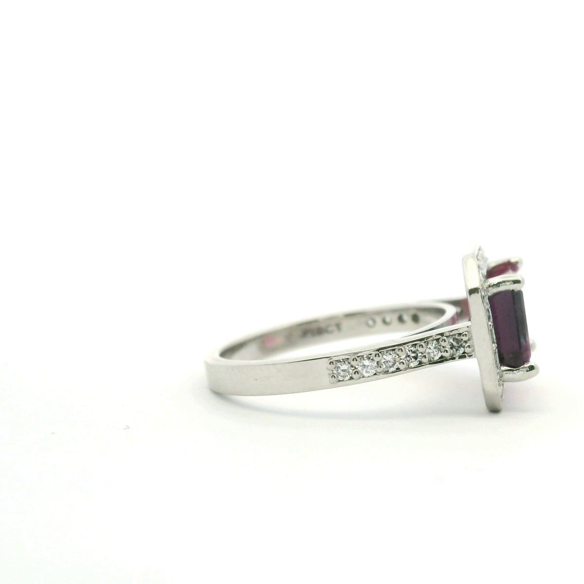 Watermelon Tourmaline & Diamond 18ct White Gold Halo Ring